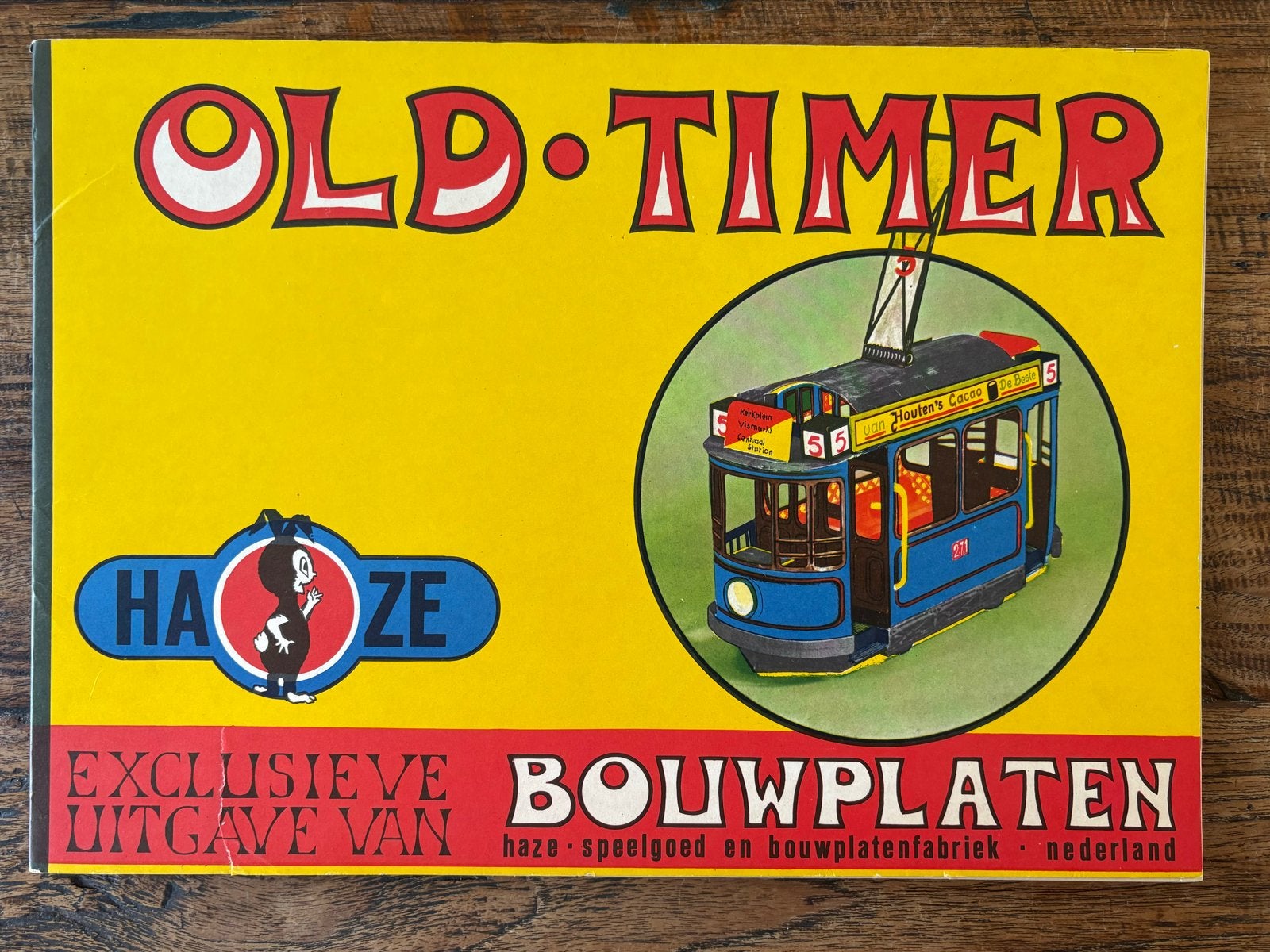Vintage Haze Old-Timer Tram Bouwplaat - Van Houten's Cacao, Overige merken, Ophalen of Verzenden, Zo goed als nieuw, Groter dan 1:32