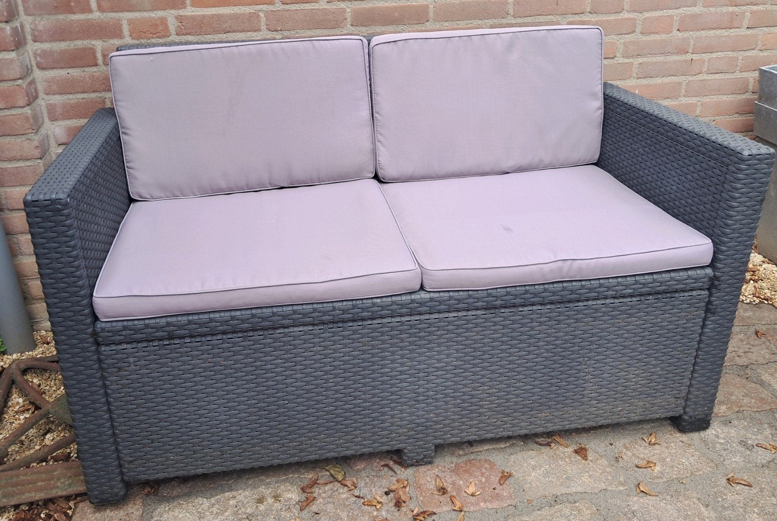 Antraciet tuinbankje, Tuin en Terras, Ophalen of Verzenden, Gebruikt, Wicker