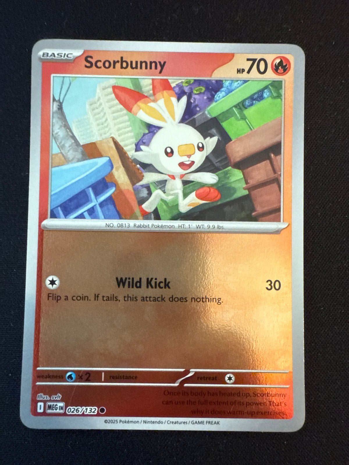 Scorbunny Pokémon Kaart - Basic, 70 HP, Wild Kick, Ophalen of Verzenden, Zo goed als nieuw, Losse kaart