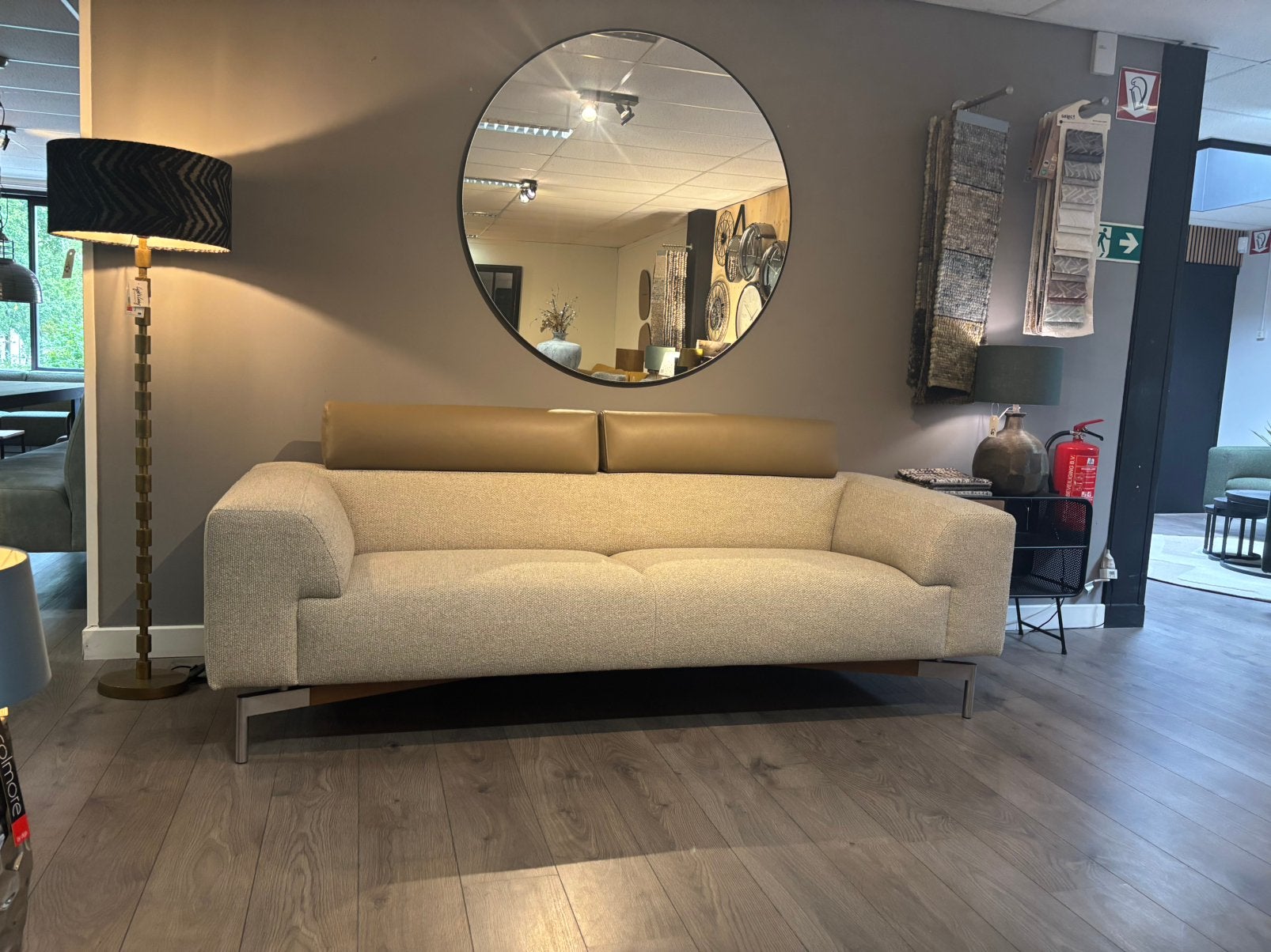 Leolux Howlo ploegstof/ leder, Driepersoons, 75 tot 100 cm, Ophalen of Verzenden, Zo goed als nieuw