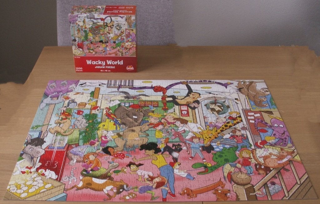 Puzzel 1000 stukjes “Pet shop” Wacky Word Goliath, Ophalen of Verzenden, 500 t/m 1500 stukjes, Zo goed als nieuw