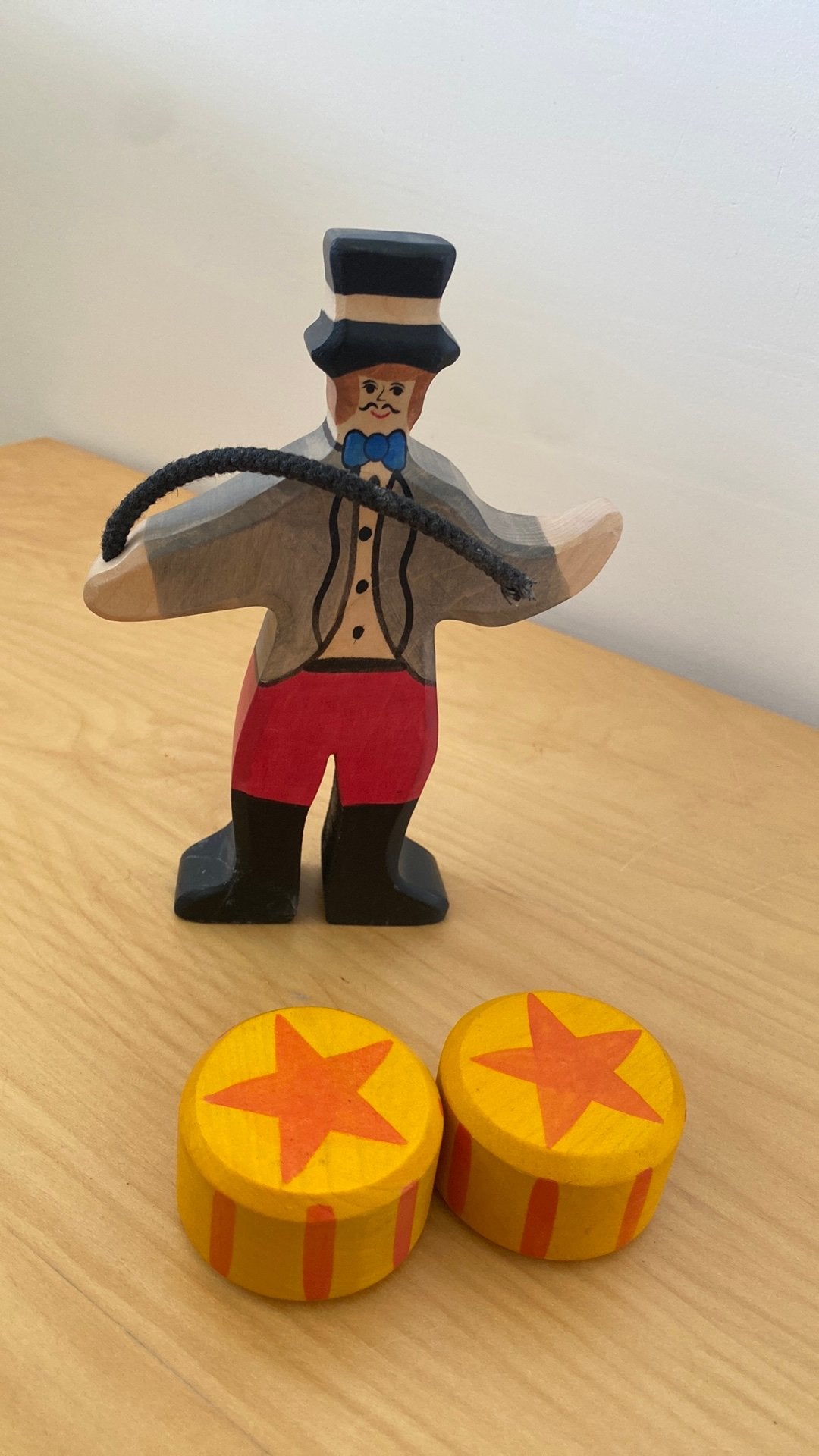 Holz Tiger houten circusfiguur met 2 tonnetjes, Ophalen, Zo goed als nieuw, Overige typen
