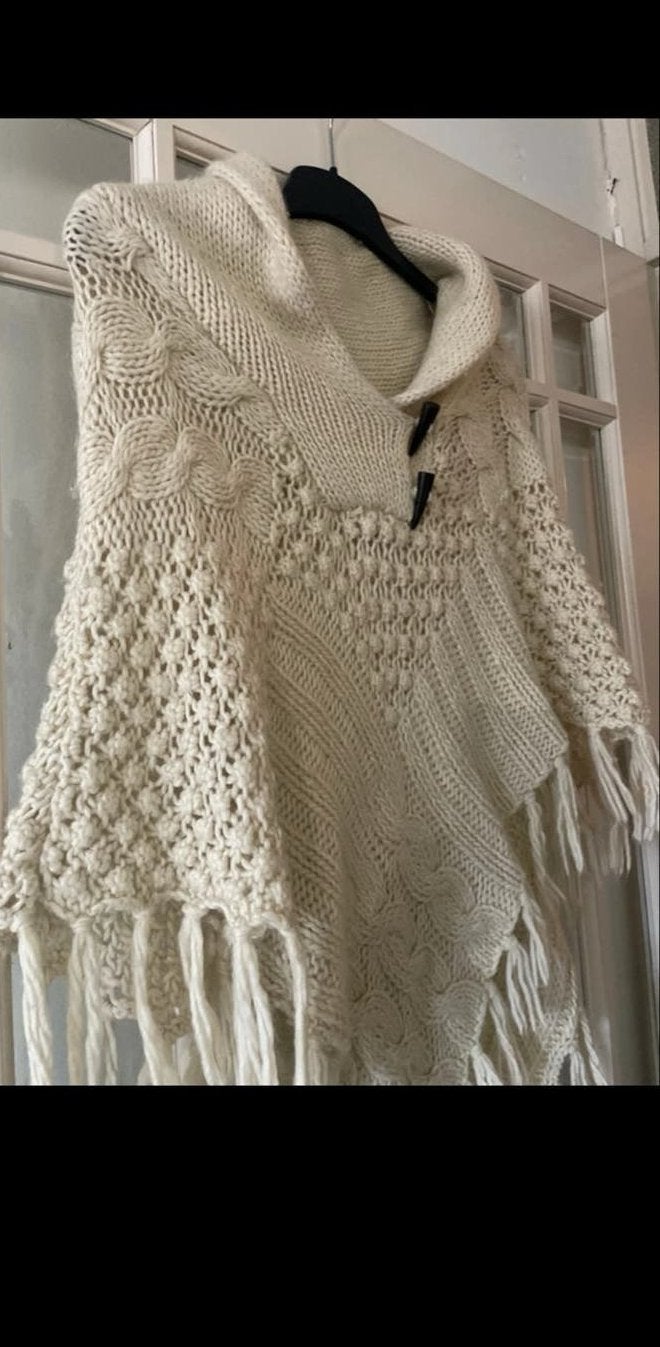 H&M Wollen Gebreide Poncho - Zo Goed als Nieuw, Ophalen of Verzenden, Zo goed als nieuw