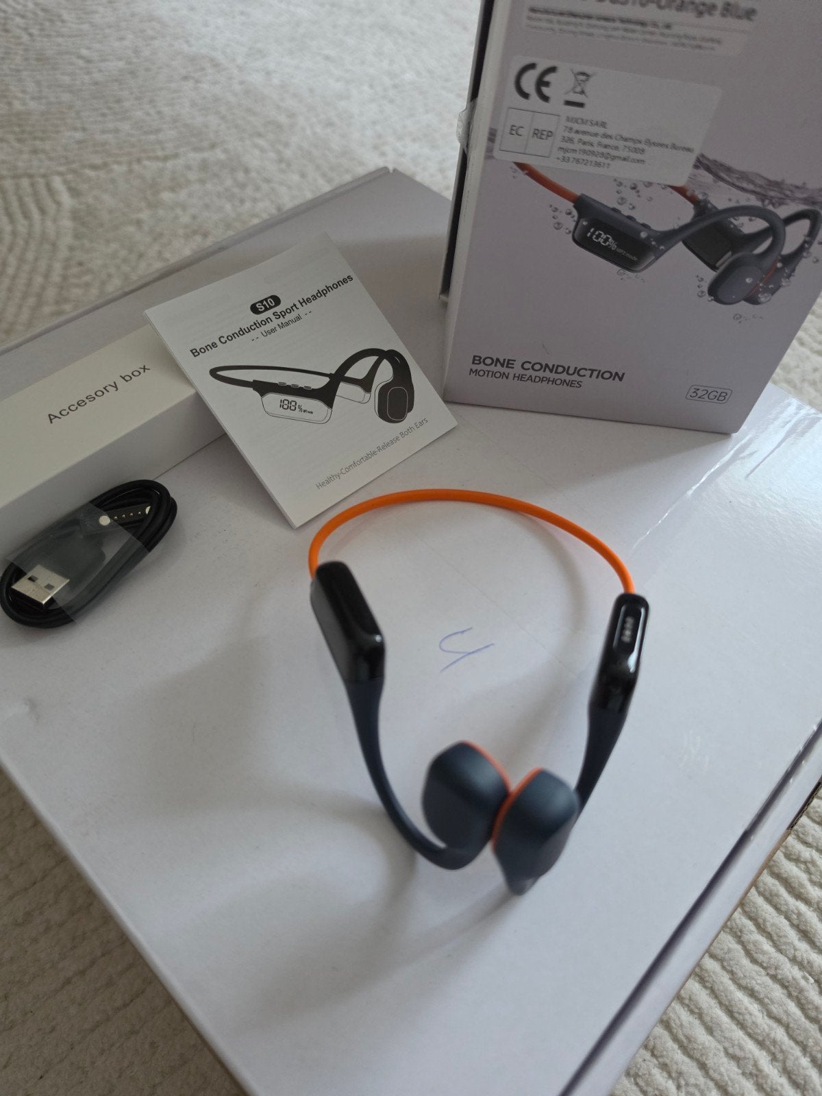 S10 Bone Conduction Sport Hoofdtelefoon - Oranje/Zwart, Oranje, Bone conduction, Nieuw, Draadloos