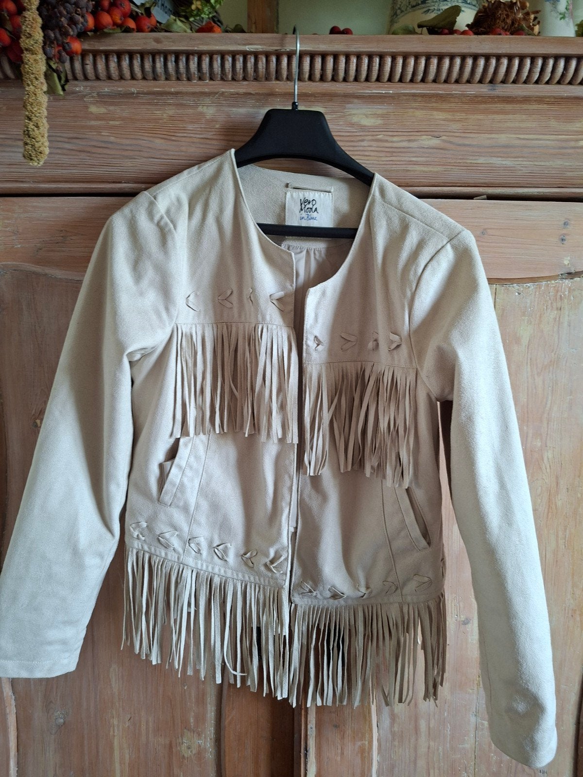 Vera Moda jasje XL met franje in kit kleur, Ophalen of Verzenden