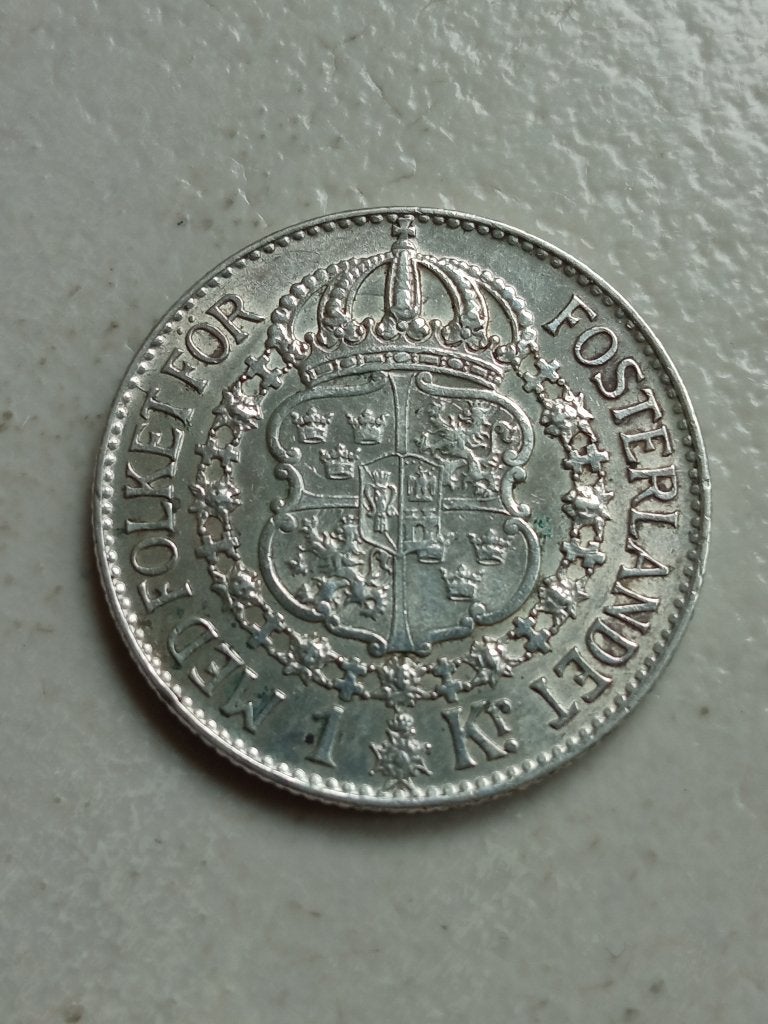 Zweden 1 kroon 1936., Ophalen of Verzenden, Overige landen, Losse munt, Zilver