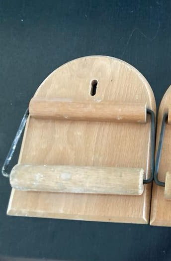 1 houten vintage wc/toilet rol houders jaren 50 design, Verzenden