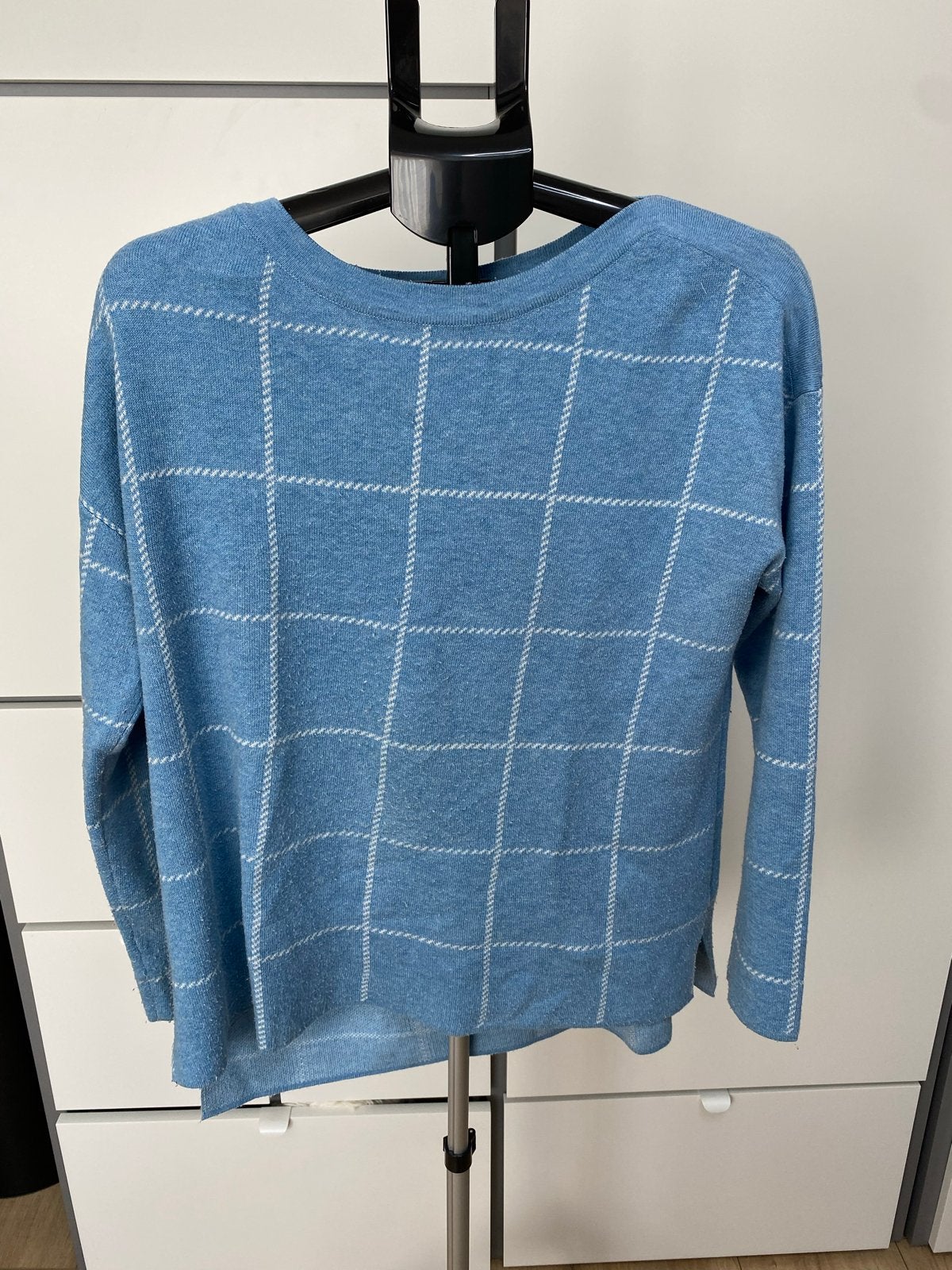 Canda Blauwe Trui met Ruitpatroon Maat M, Kleding | Dames, Verzenden, Gedragen, Maat 38/40 (M), Blauw