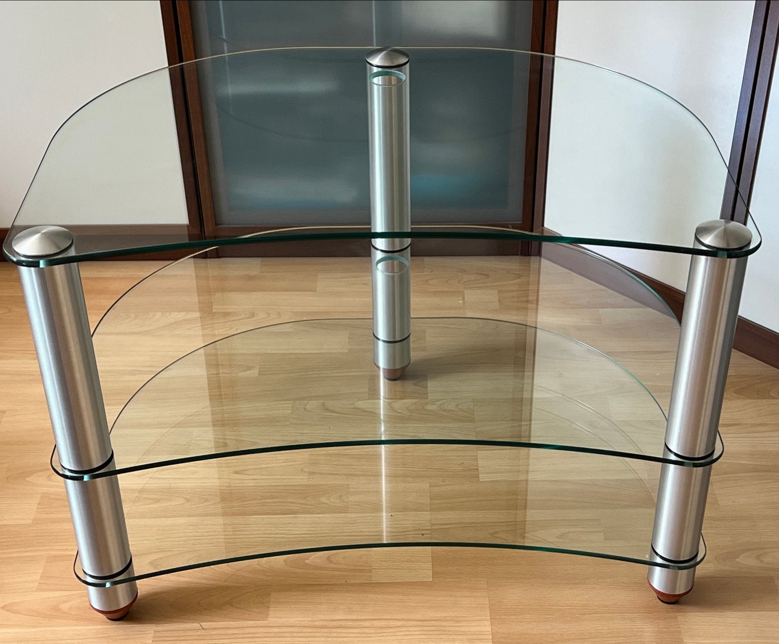 Glazen TV-meubel en een audiomeubel, Huis en Inrichting, Kasten | Televisiemeubels, Ophalen, Gebruikt, 50 tot 100 cm, Glas