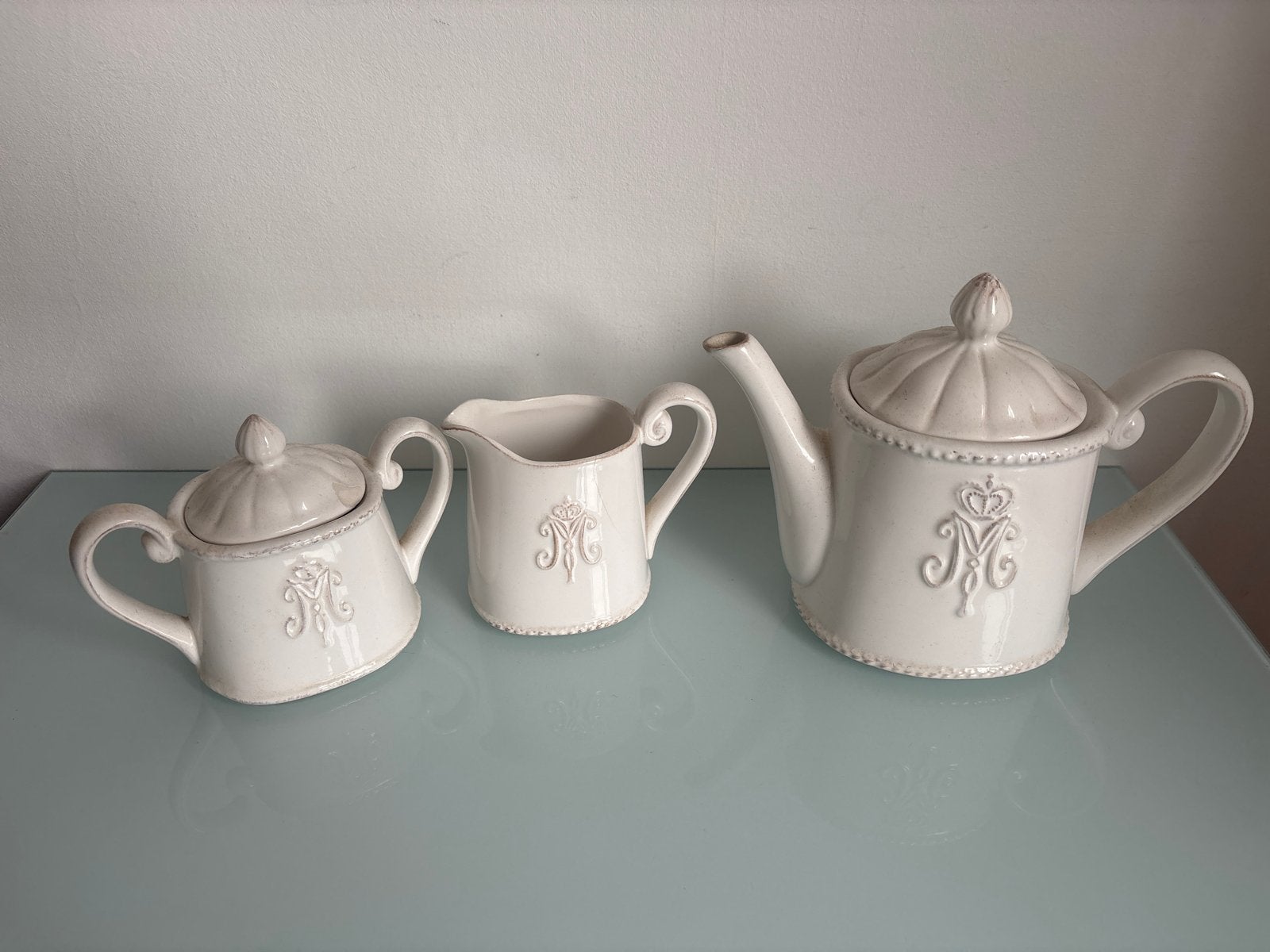 Vintage theeservies set: theepot, melkkan, suikerpot, Ophalen, Gebruikt, Vintage, Theepot