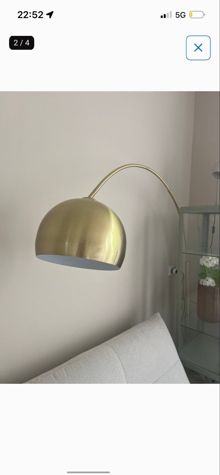 Messing booglamp met marmeren poot - Loods 5 stijl, Ophalen, Zo goed als nieuw, Metaal, 150 tot 200 cm