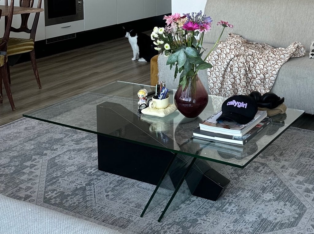 Glas Koffietafel, Huis en Inrichting, Tafels | Salontafels, 50 – 75, Ophalen of Verzenden, Rechthoekig, 100 tot 150 cm