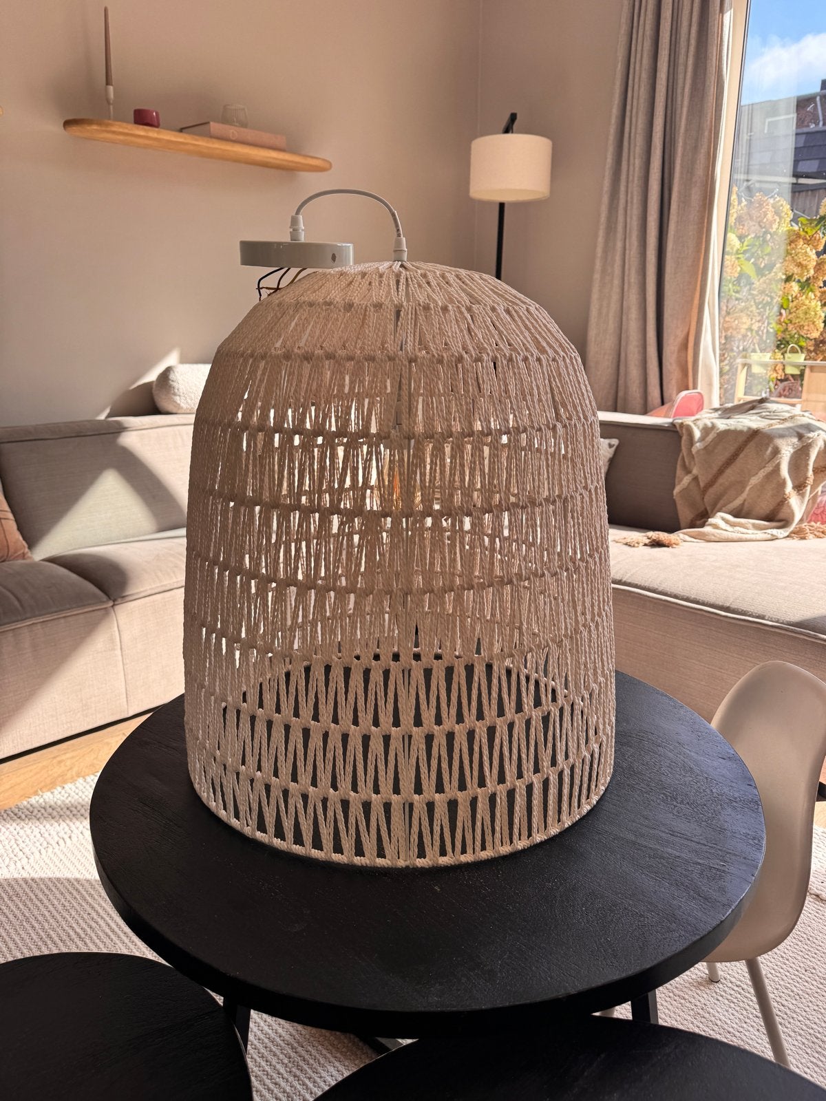 Hanglamp van Loods 5, naturel macramé, Beige, Zo goed als nieuw, Textiel, Overige vormen