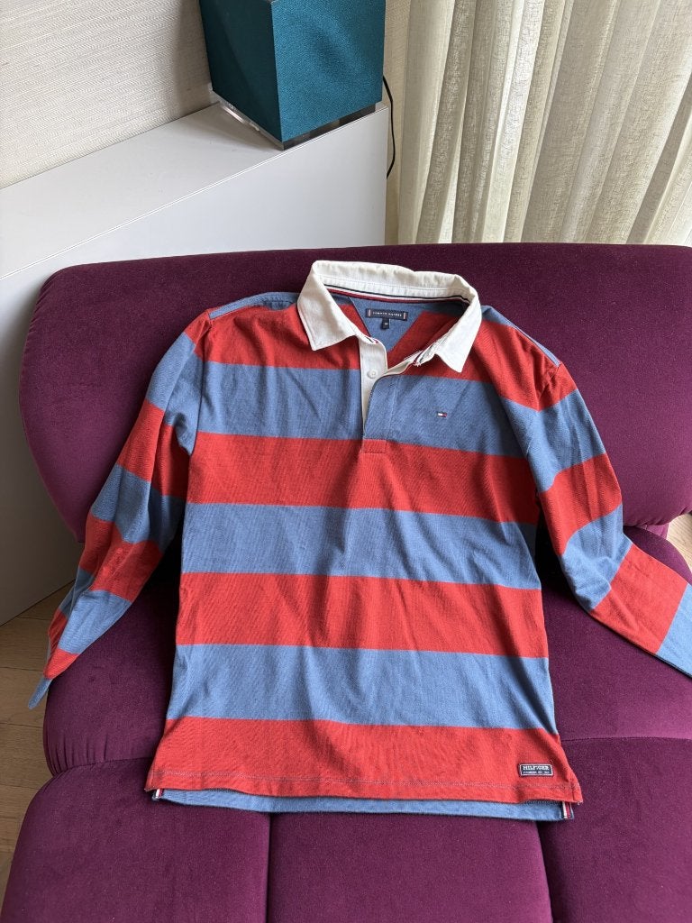 Rugby shirt Tommy Hilfiger, Ophalen, Zo goed als nieuw, Maat 46 (S) of kleiner, Blauw