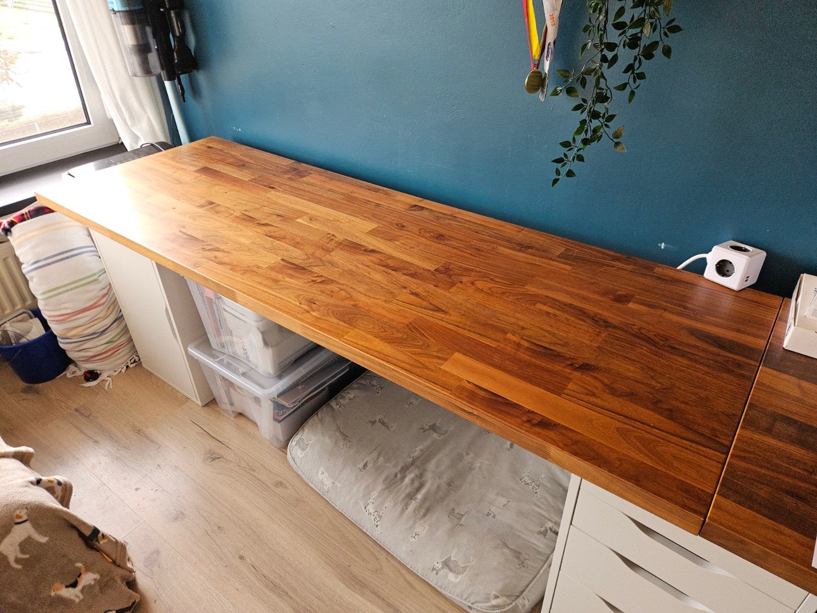 Ikea Karlby werkblad walnoot fineer 186x3.8cm, Gebruikt, 63 cm, Hout, Bruin