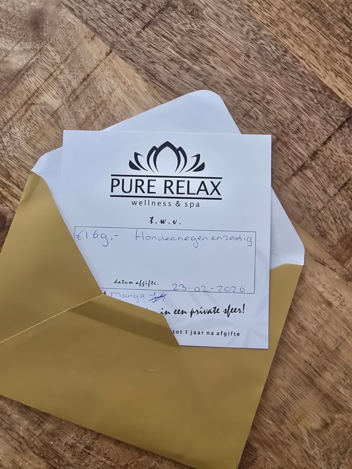 cadeaubon PURE RELAX, Eén persoon, Cadeaubon, Spa of Sauna