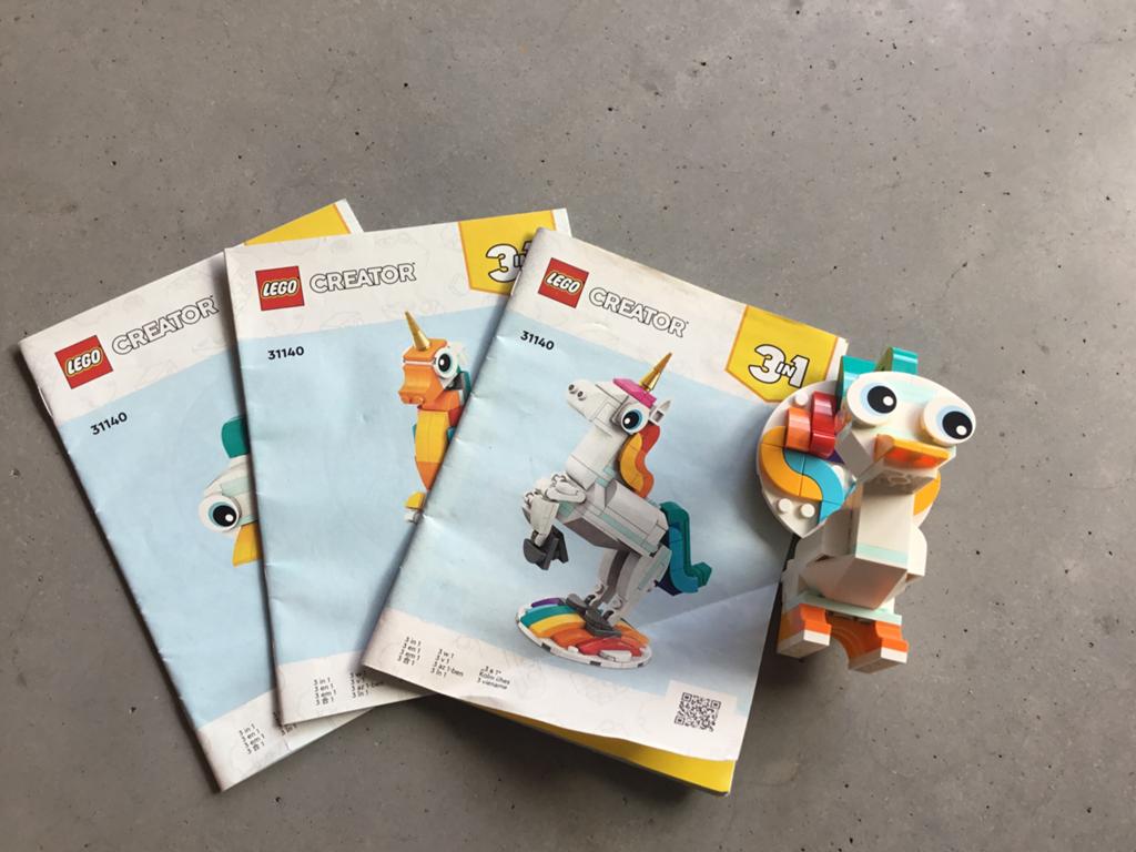 Lego creator 3 in 1, eenhoorn, zeepaard en pauw, Lego, Compleet, Ophalen of Verzenden, Zo goed als nieuw