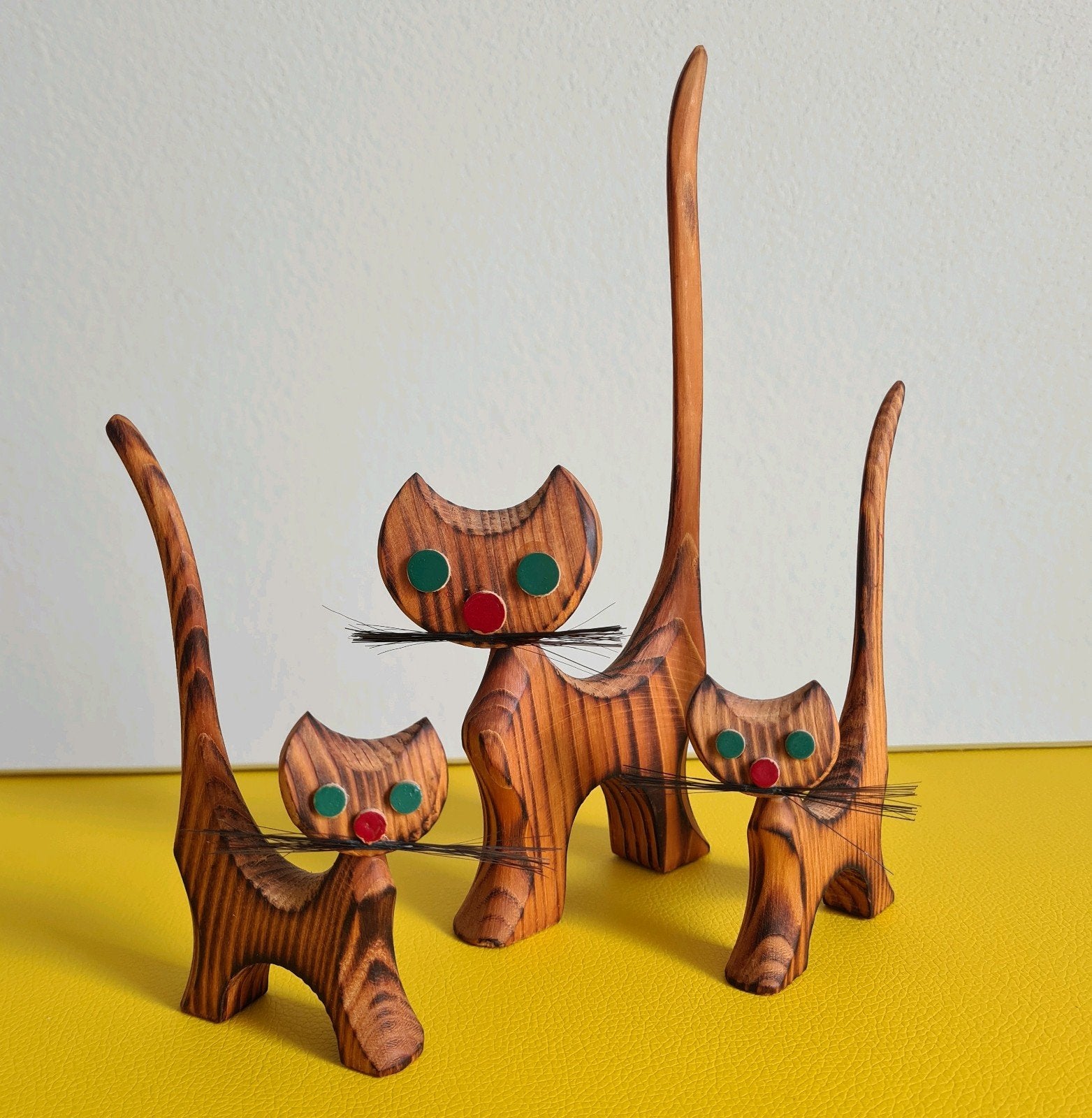 vintage retro hout katten kat hout mcm poes deco, Ophalen of Verzenden, Huis en Inrichting