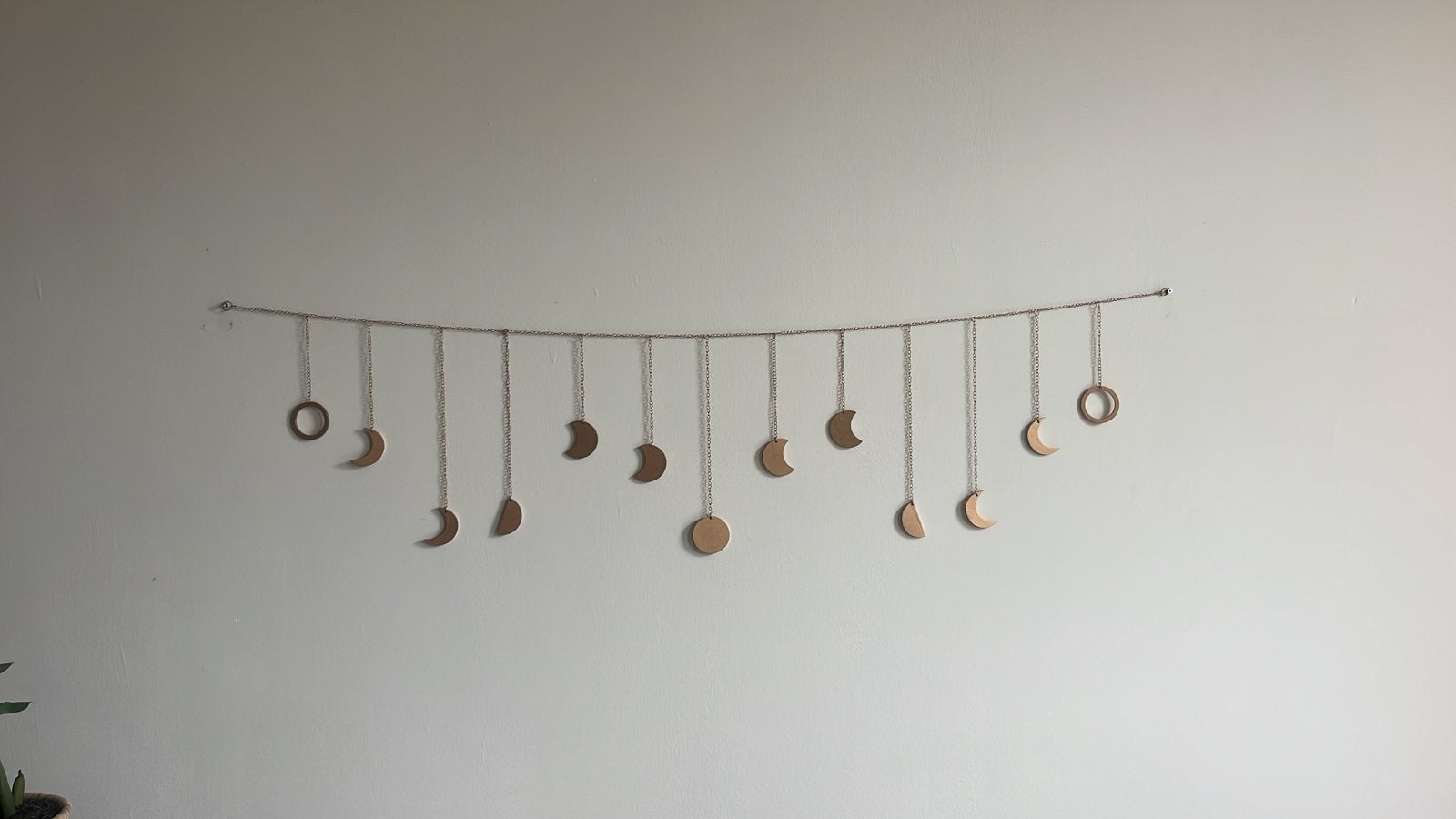 Gouden slinger van maanstanden - Houten maantjes 150cm, Ophalen, Hout, Handgemaakt, Boho