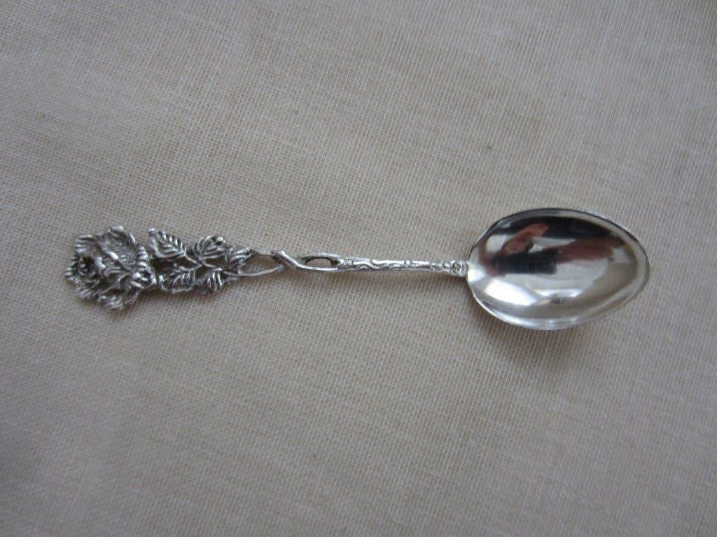 Lepeltje Hildesheimer Rose massief zilver .835 vintage 50s, Ophalen of Verzenden
