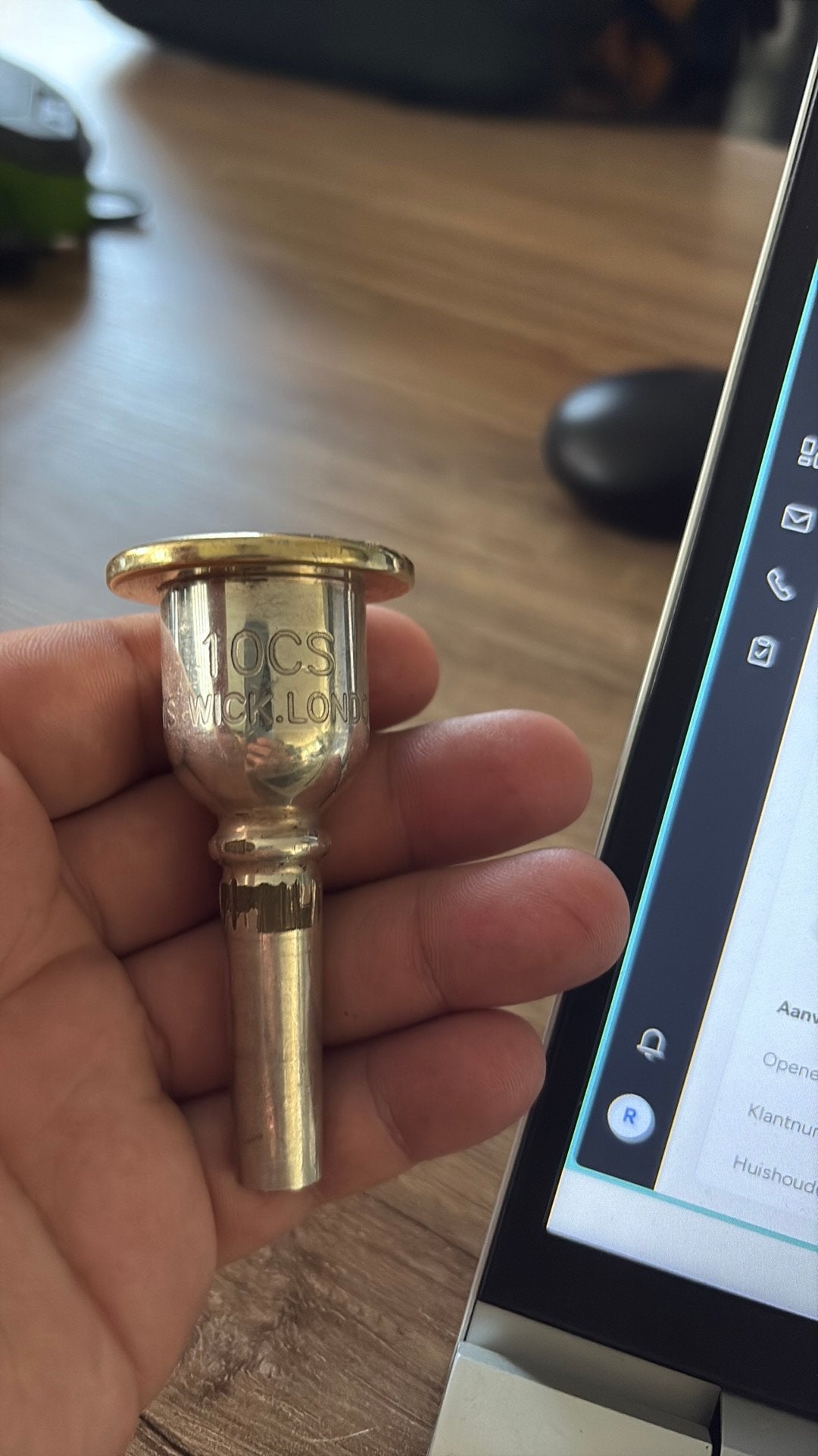 Dennis wick trombone mondstuk 10cs heritage verguld, Muziek en Instrumenten, Ophalen of Verzenden, Gebruikt, Tenor