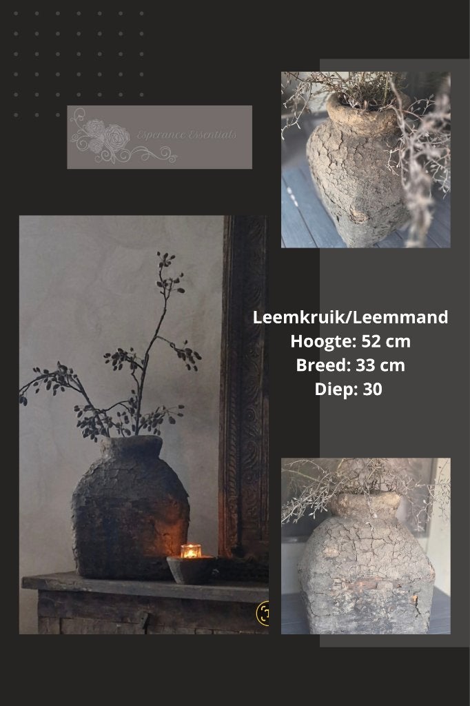 Leemkruik/Leemmand Aura Peeperkorn, Ophalen of Verzenden, Natuurlijk materiaal, Bruin, Landelijk