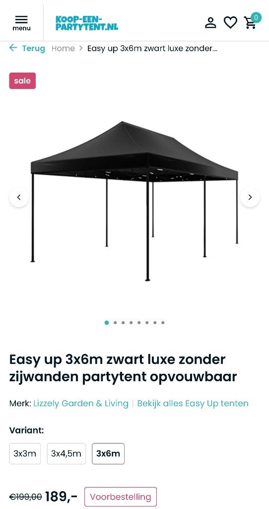 stevig opvouwbaar geraamte voor partytent Easy up 3 x 6 m, Ophalen, Gebruikt, Opvouwbaar, Partytent