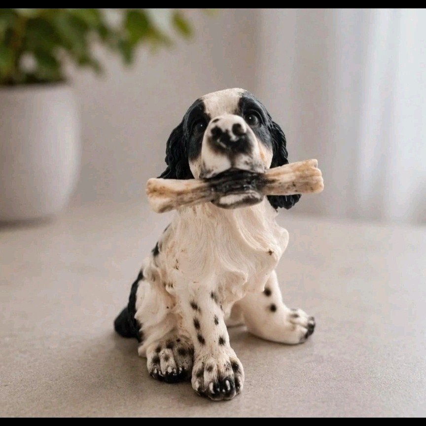 Cocker Spaniël Beeldje met Bot - Decoratie Hond, Verzamelen, Ophalen of Verzenden, Gebruikt, Dier