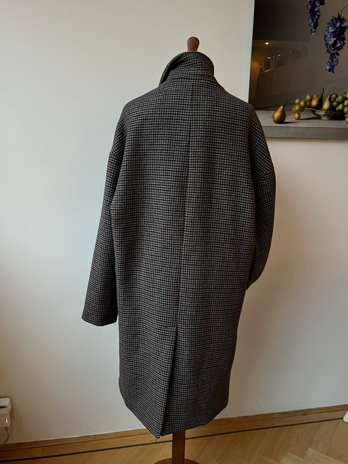 Wollen geruite winterjas Zara M - bieden vanaf €17,50, Ophalen, Zo goed als nieuw, Maat 38/40 (M), Bruin