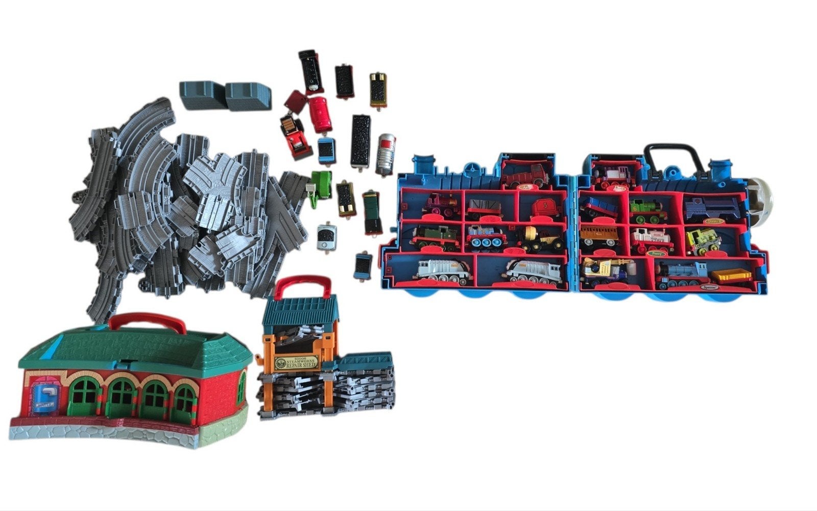 Grote Thomas de Trein collectie met rails en opbergkoffer, Ophalen of Verzenden, Gebruikt
