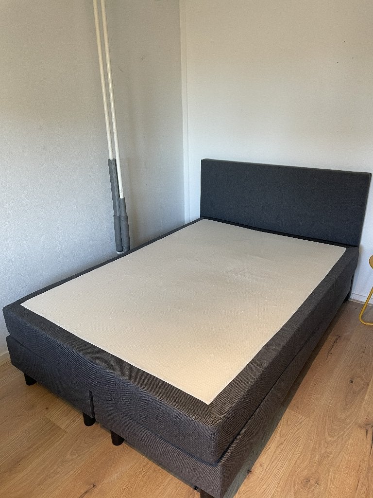 IKEA SÄBÖVIK Boxspring bed+mattress (140x200) – Vissle grey, Ophalen, Tweepersoons, 140 cm, Zo goed als nieuw