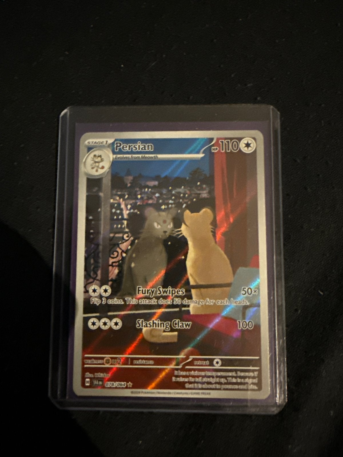 Persian Alternatieve Kunst Pokémon Kaart - Zeldzaam, Ophalen of Verzenden, Zo goed als nieuw, Losse kaart, Foil