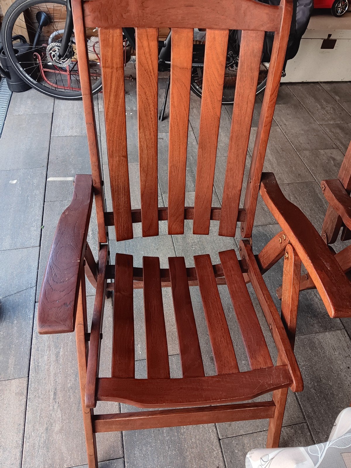 tuinstoelen teakhout verstelbaar 6 stuks, Ophalen, Gebruikt, Verstelbaar