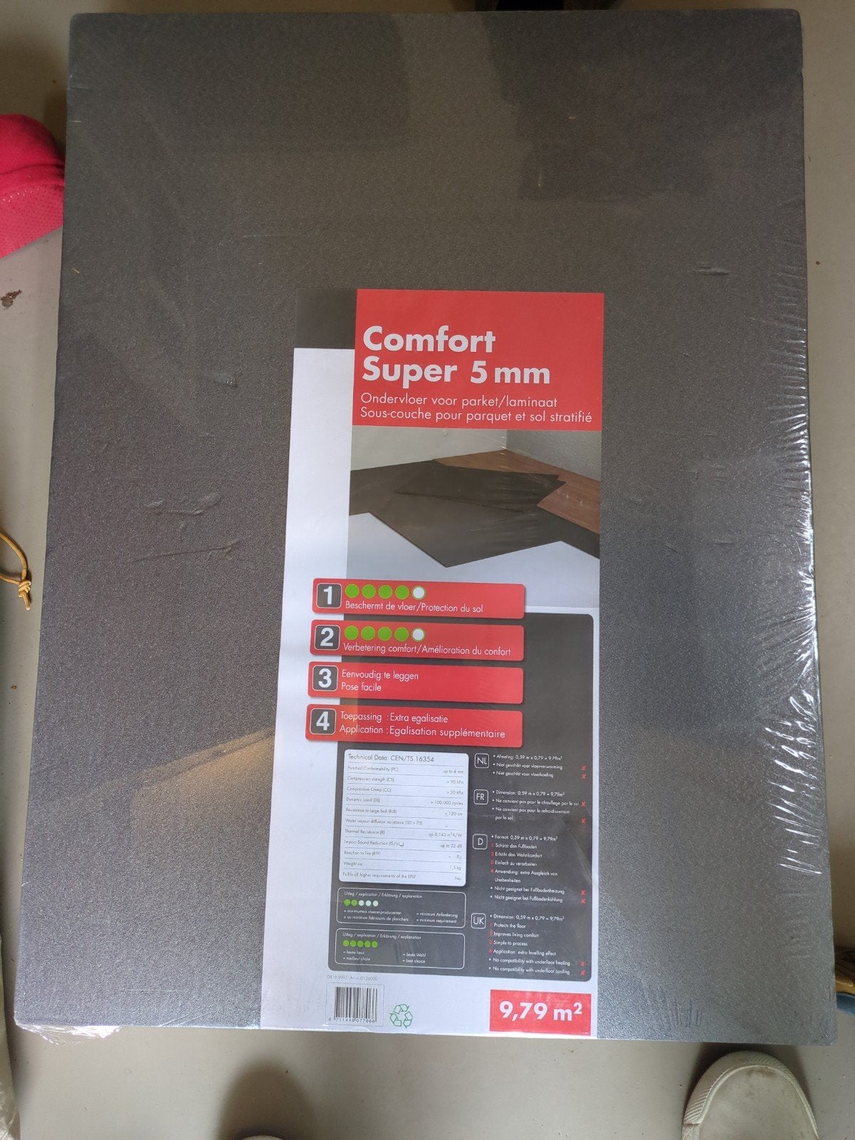 gratis ondervloer 9,79m2 5mm, Ophalen, Overige materialen, 30 cm of meer, 50 tot 150 cm