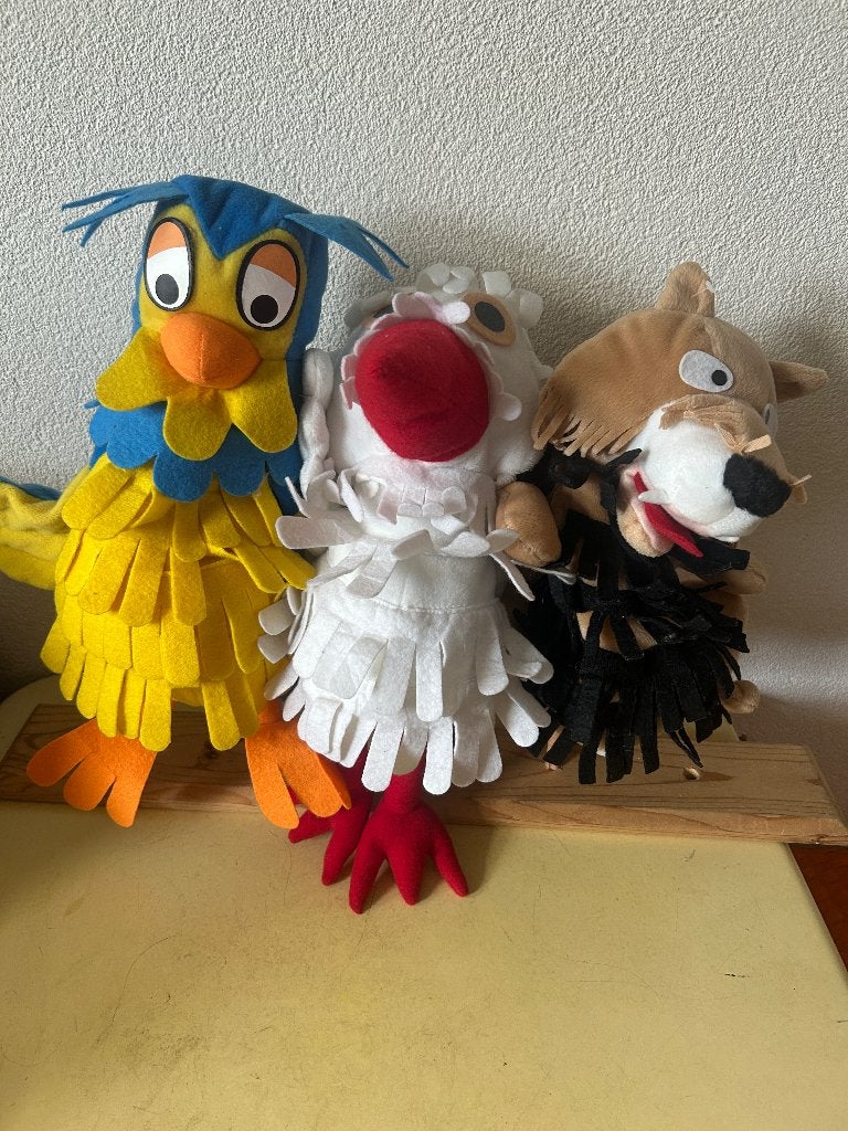 Set van 3 vilten handpoppen van de Fabeltjeskrant, Gebruikt, Albert Heijn, Overige typen, Ophalen of Verzenden