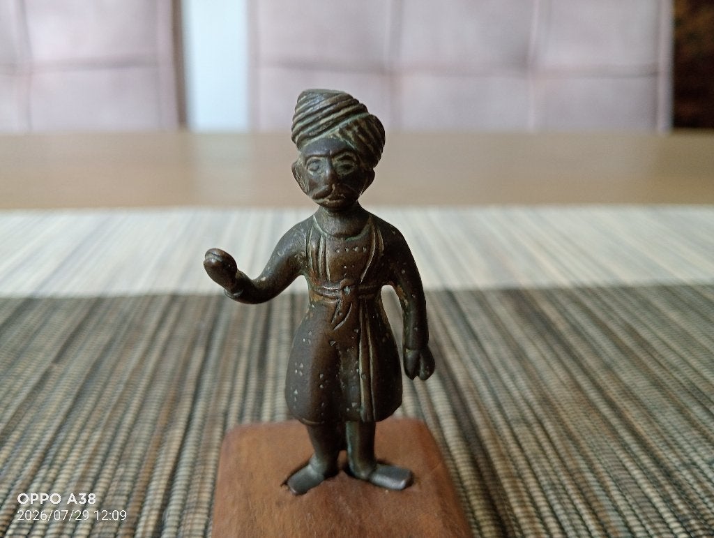 antiek Indiaas bronze sculptuur van een man, Ophalen of Verzenden