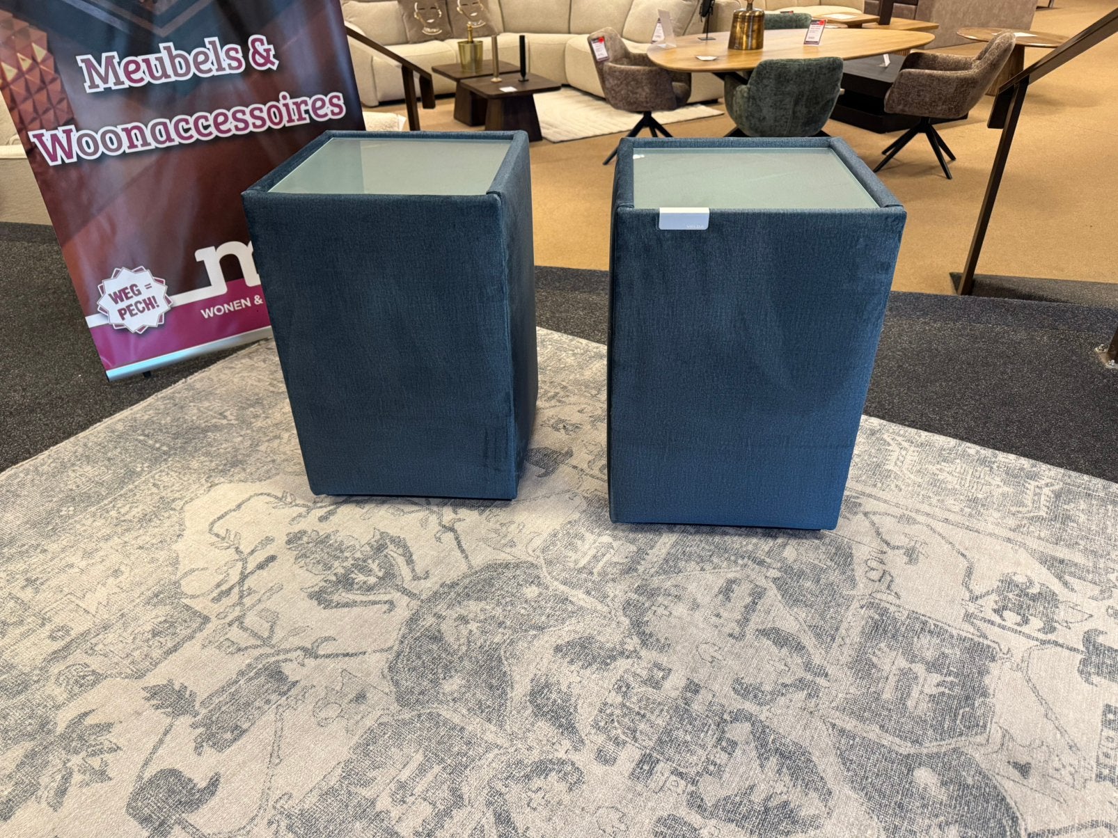 Nachtkastje Blauw 2 stuks 1 Deur Direct/Leverbaar E-7408