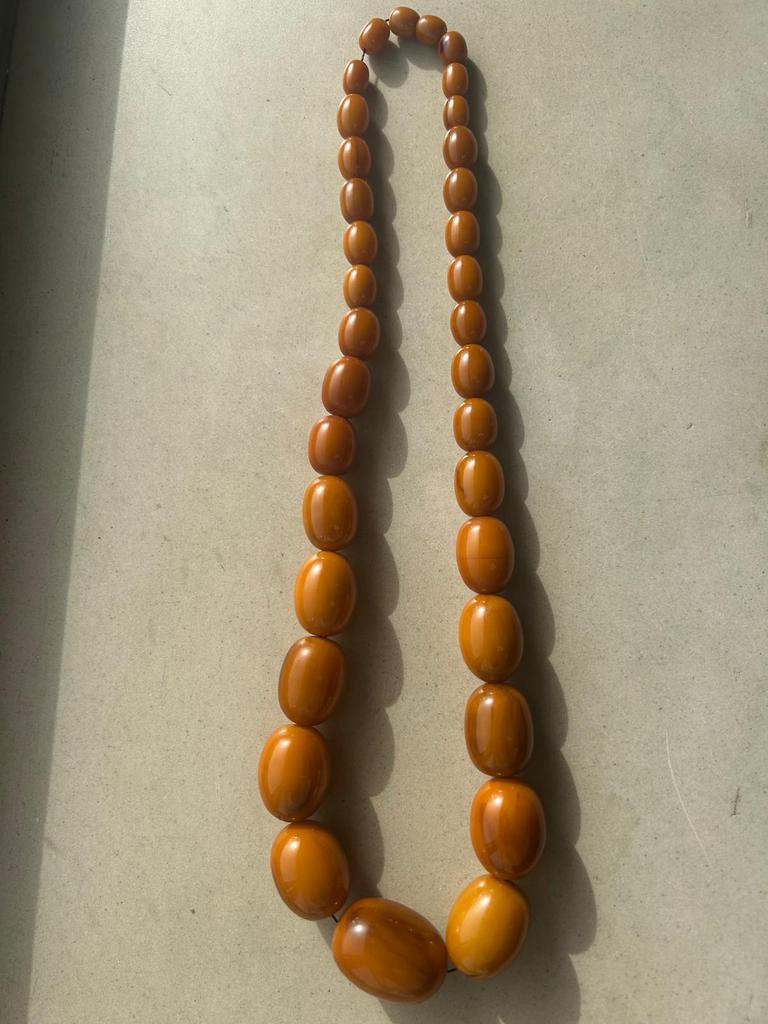 Geel/bruin oude ketting, Sieraden, Tassen en Uiterlijk, Antieke sieraden, Verzenden, Overige materialen, Ketting