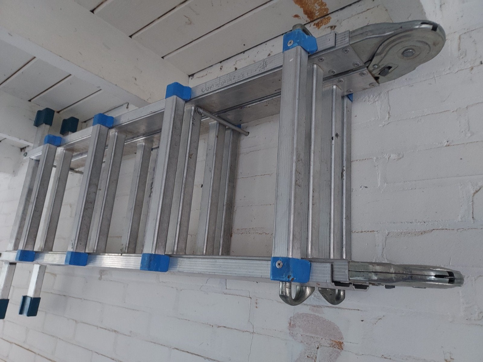 3delig schuif ladder  met vouw ladder, Ophalen, Zo goed als nieuw, 4 meter of meer