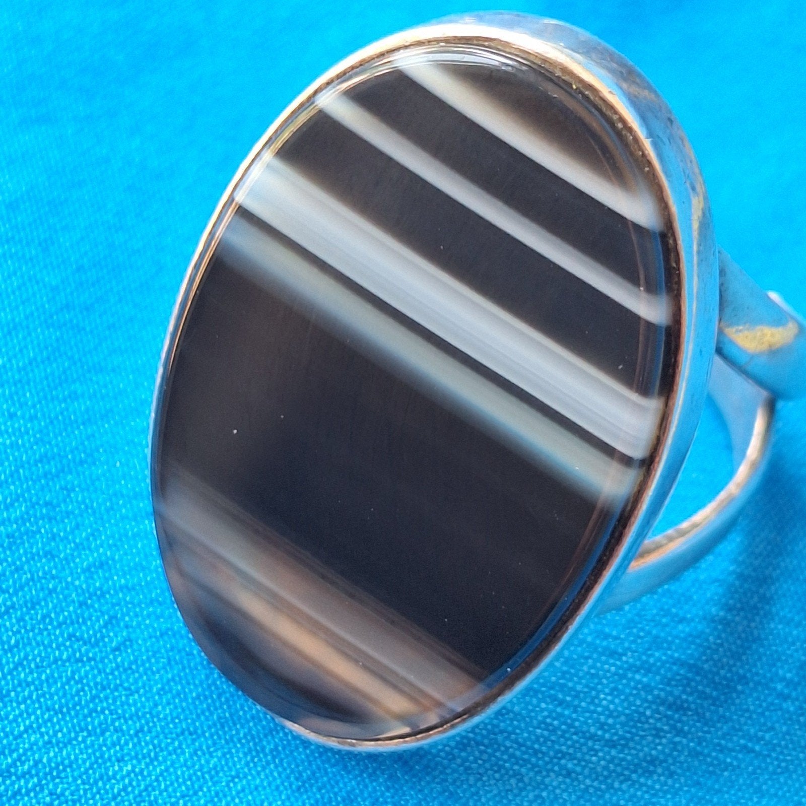 Zilveren ring ovale steen zilver, 18 tot 19, Gebruikt, Ophalen of Verzenden, Dame of Heer