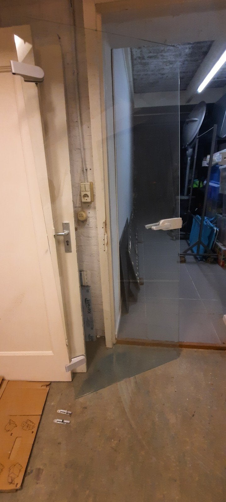 Glazen deur 82x200,5cm met scharnieren en beslag, Ophalen, Gebruikt, 80 tot 100 cm, Binnendeur