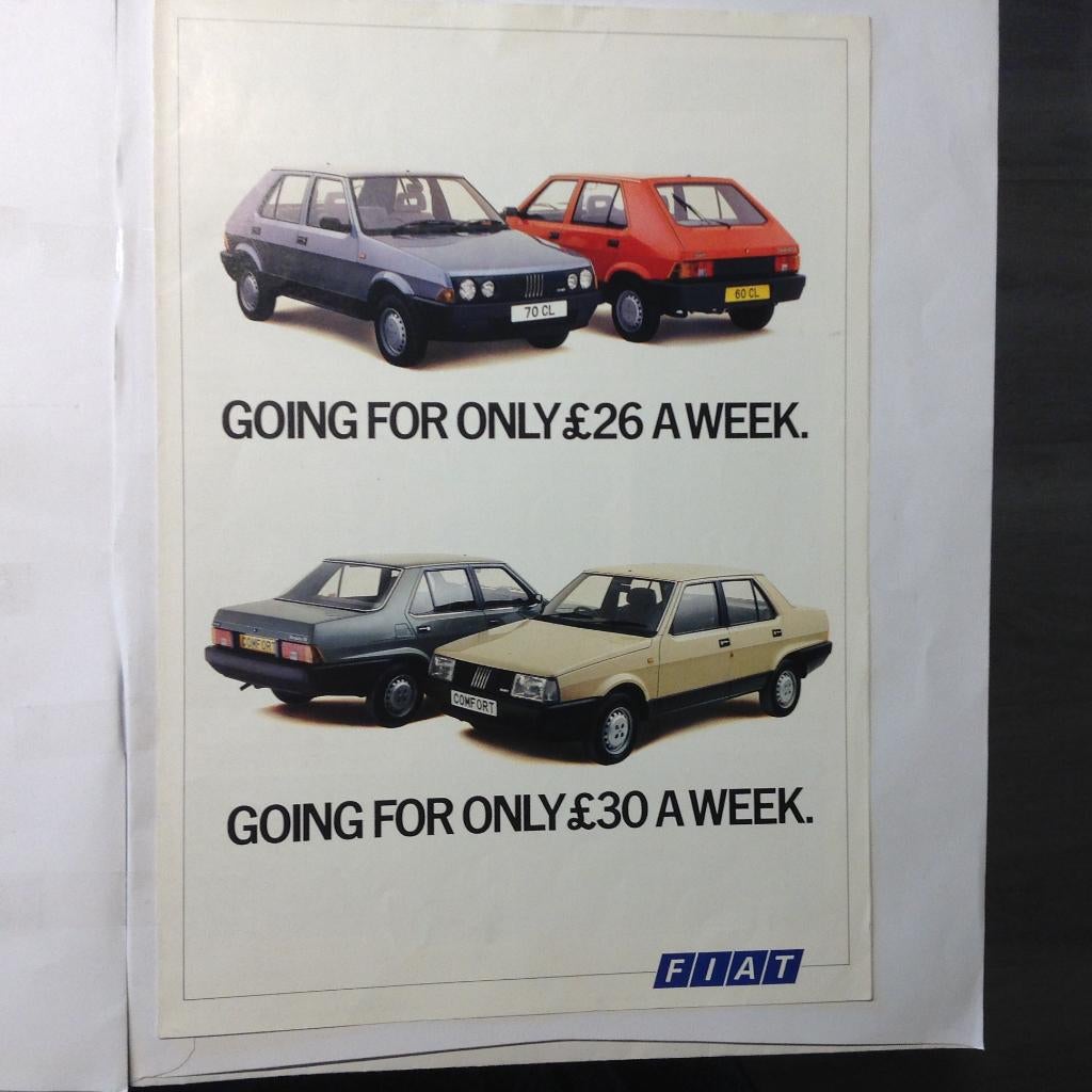 Fiat Strada en Regata folder Engels, 4 blz 1986, Ophalen of Verzenden, Nieuw, Overige merken