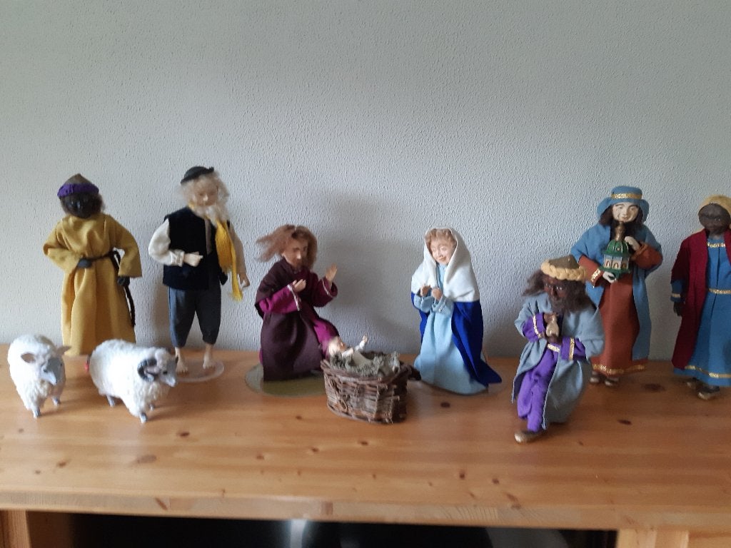 vintage brocante kerststal groep, Ophalen of Verzenden, Gebruikt