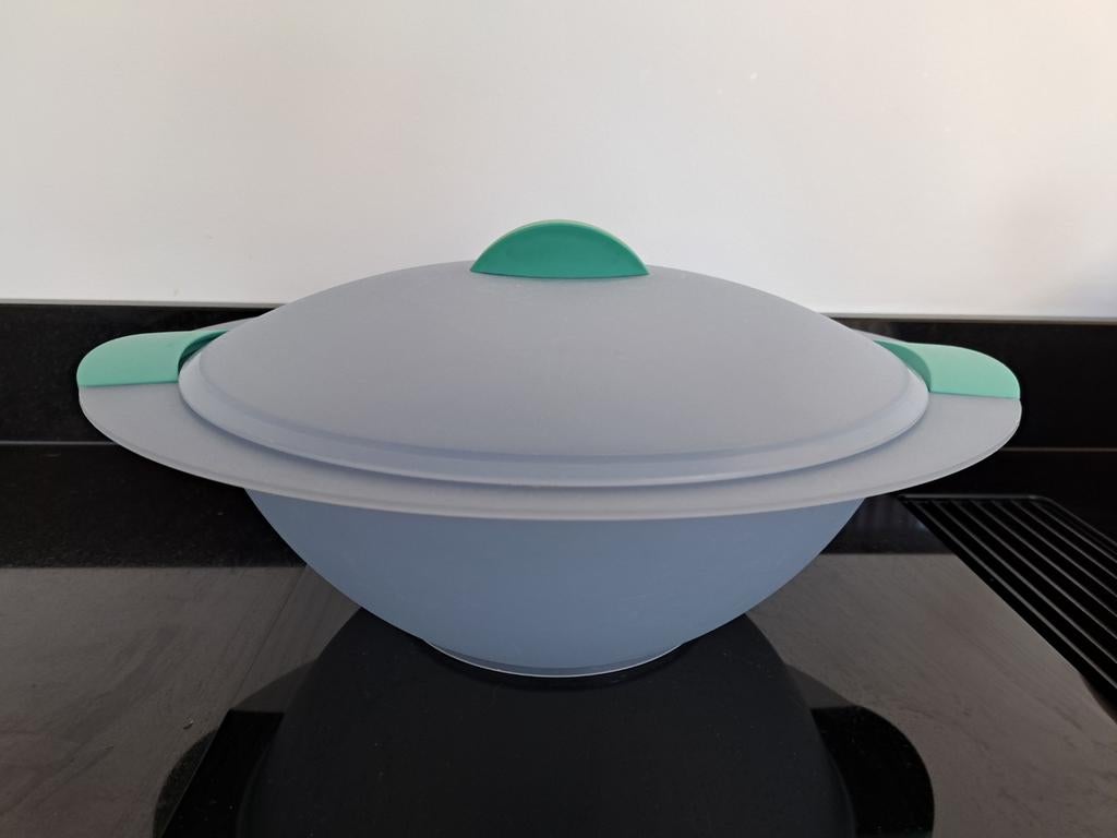 Tupperware serveer schaal met deksel 4,5 liter, Ophalen of Verzenden, Blauw, Schaal