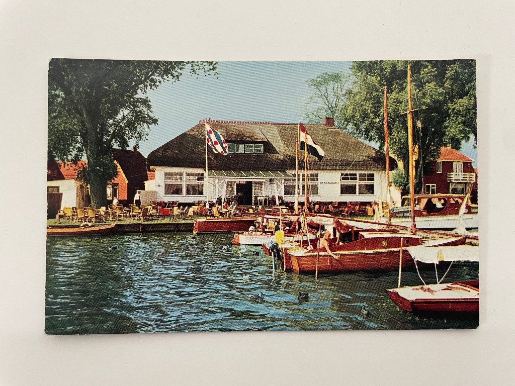 D873 Oude ansichtkaart Friesland : Het Theehuis Grouw, Ophalen of Verzenden, 1960 tot 1980, Ongelopen, Friesland