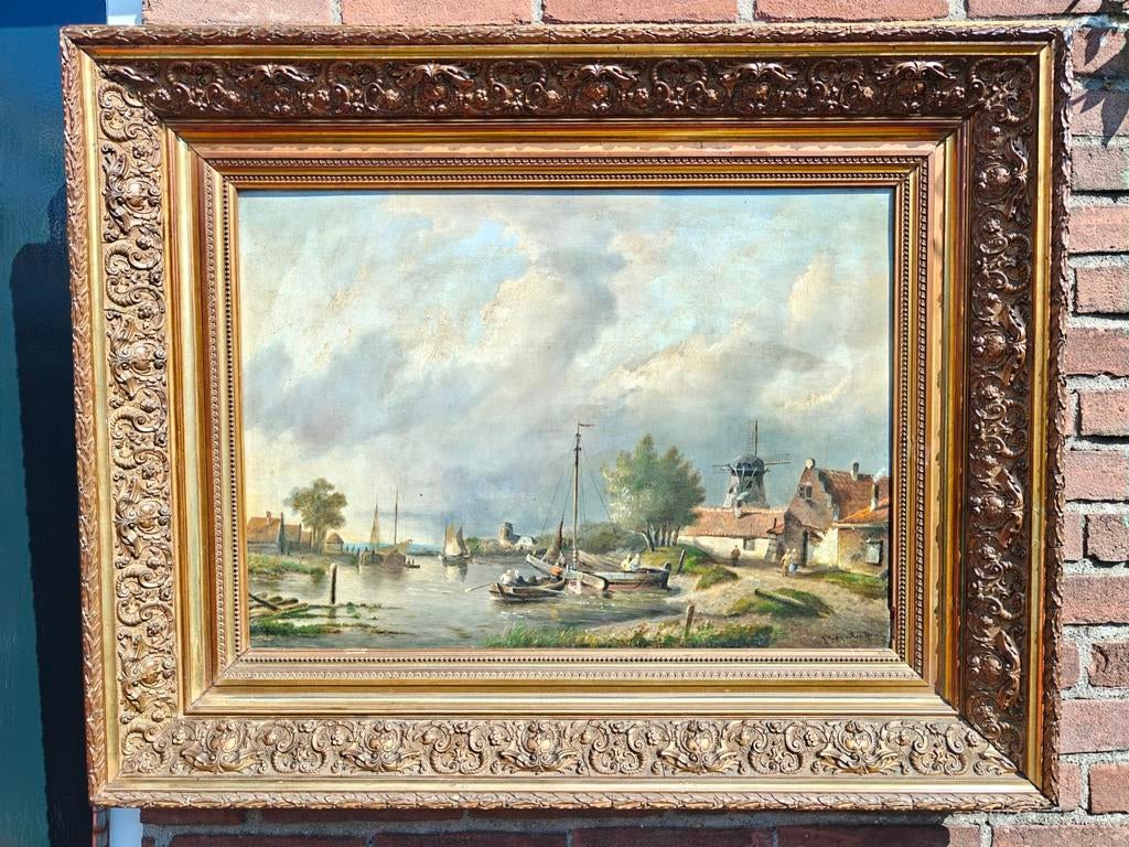 Antiek schilderij romantische school Jan Jacob Spöhler € 650, Antiek en Kunst, Kunst | Schilderijen | Klassiek, Ophalen