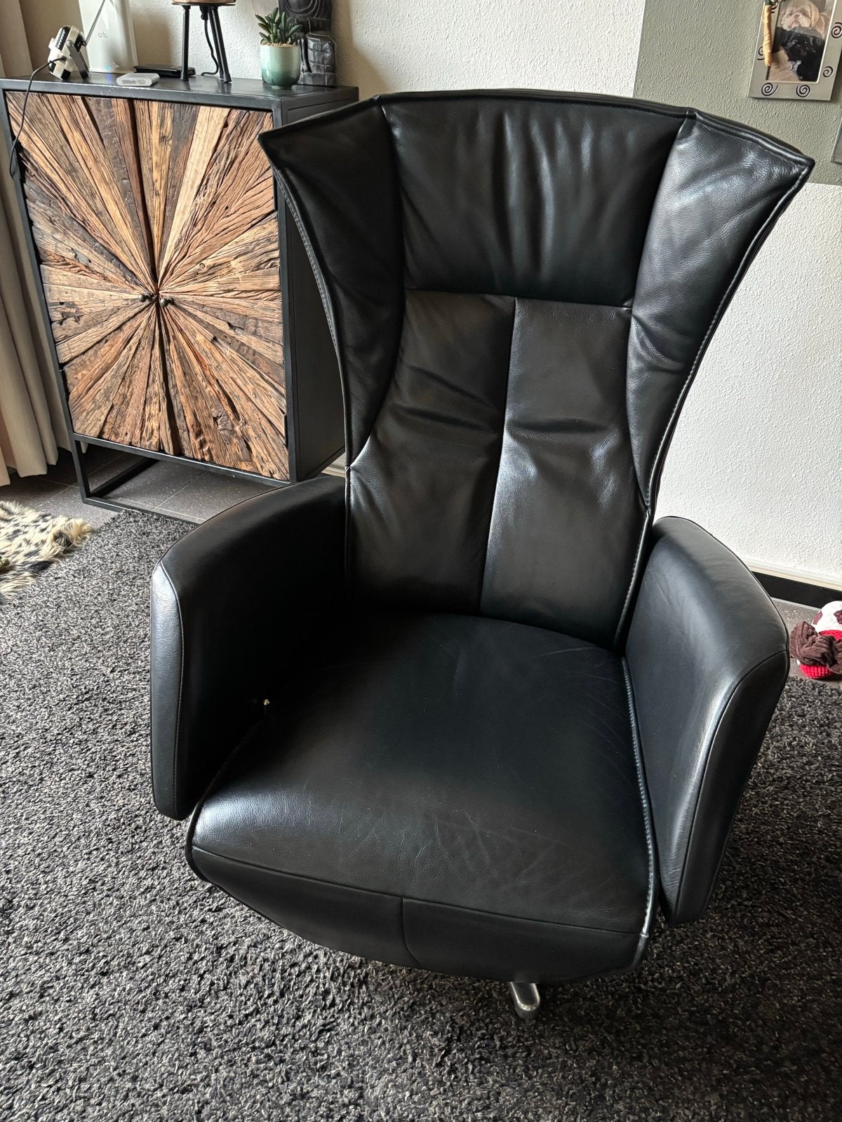 Luxe Draai Relaxfauteuil van soepel Leder - Verstelbaar, Ophalen, Zo goed als nieuw, Leer, 75 tot 100 cm