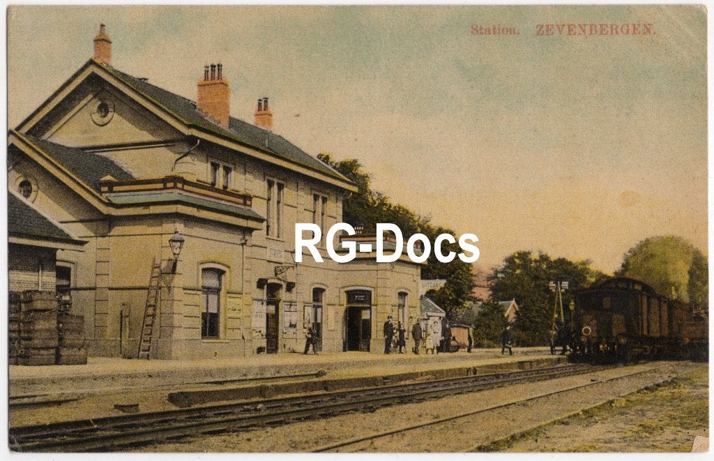 Ansichtkaart - Briefkaart Trein Station Zevenbergen 1915, Ophalen of Verzenden, Voor 1920, Gelopen, Noord-Brabant