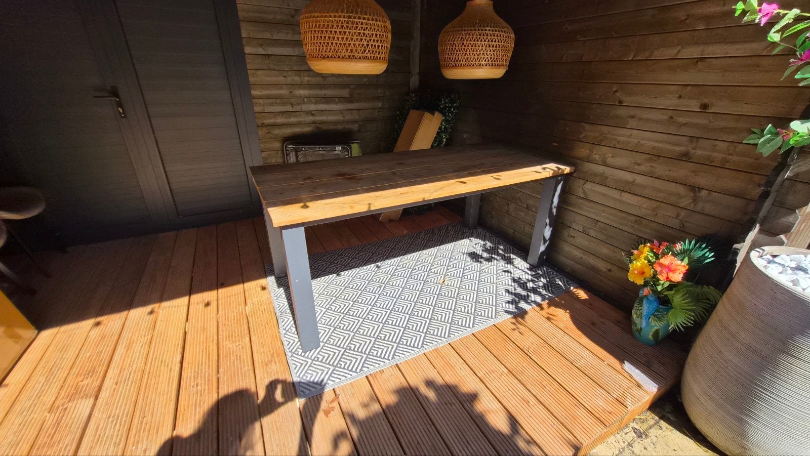 houten tuintafel 180x90x74 cm, Ophalen, Gebruikt, Rechthoekig, Hout