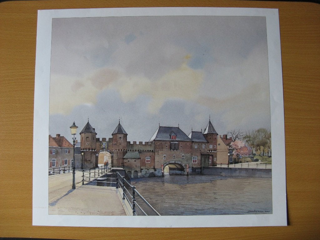 Amersfoort Koppelpoort afmeting 40½ X 35½ cm. Aquarel, Ophalen of Verzenden, Voor 1940, Zo goed als nieuw, Overige onderwerpen